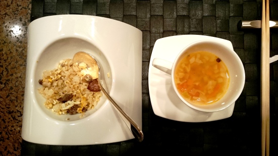 Garlic rice with Japanese beef Lentil and vegetable soup